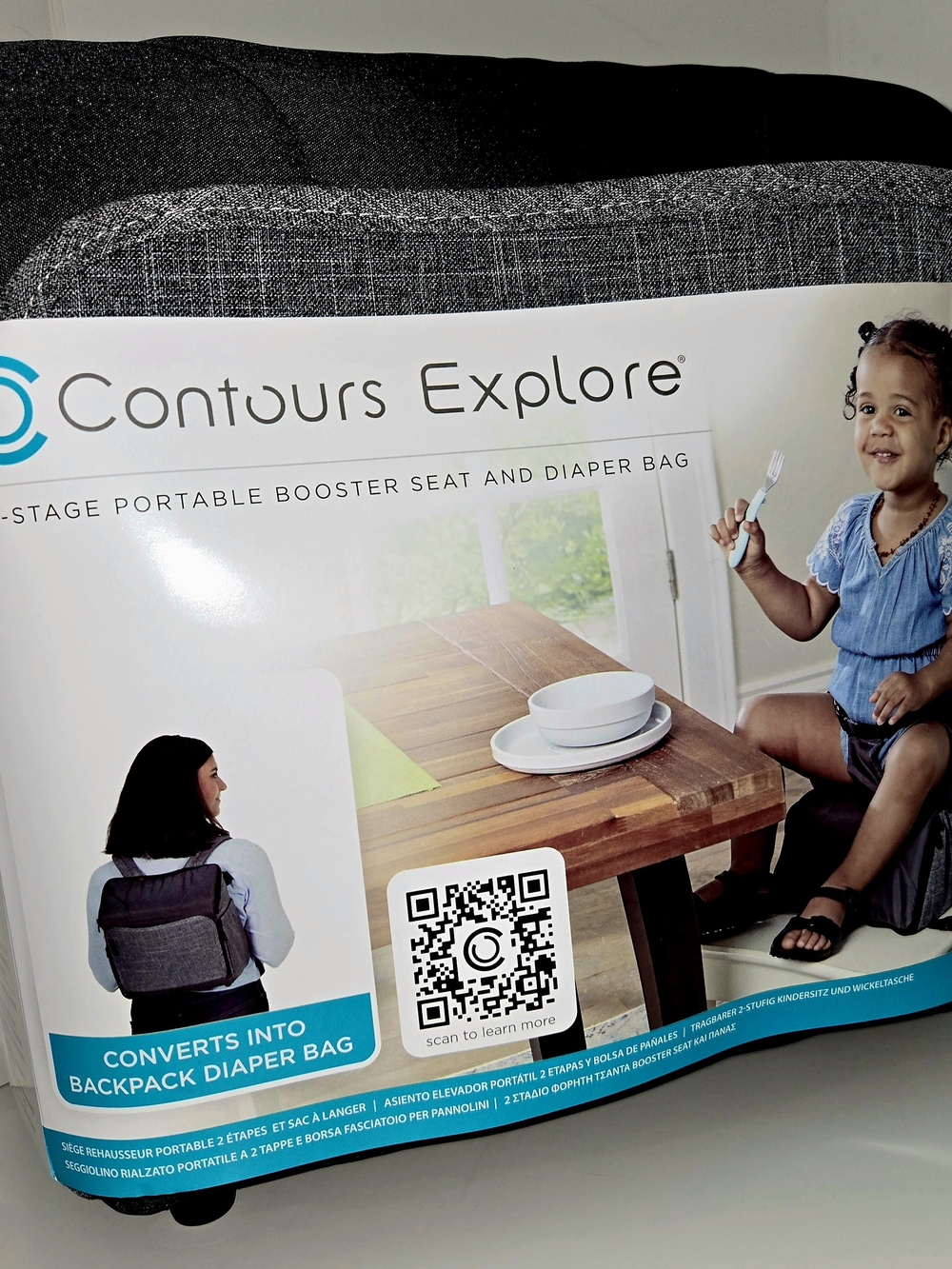 Explore Portable Booster Seat and Diaper Bag - Gray/Black